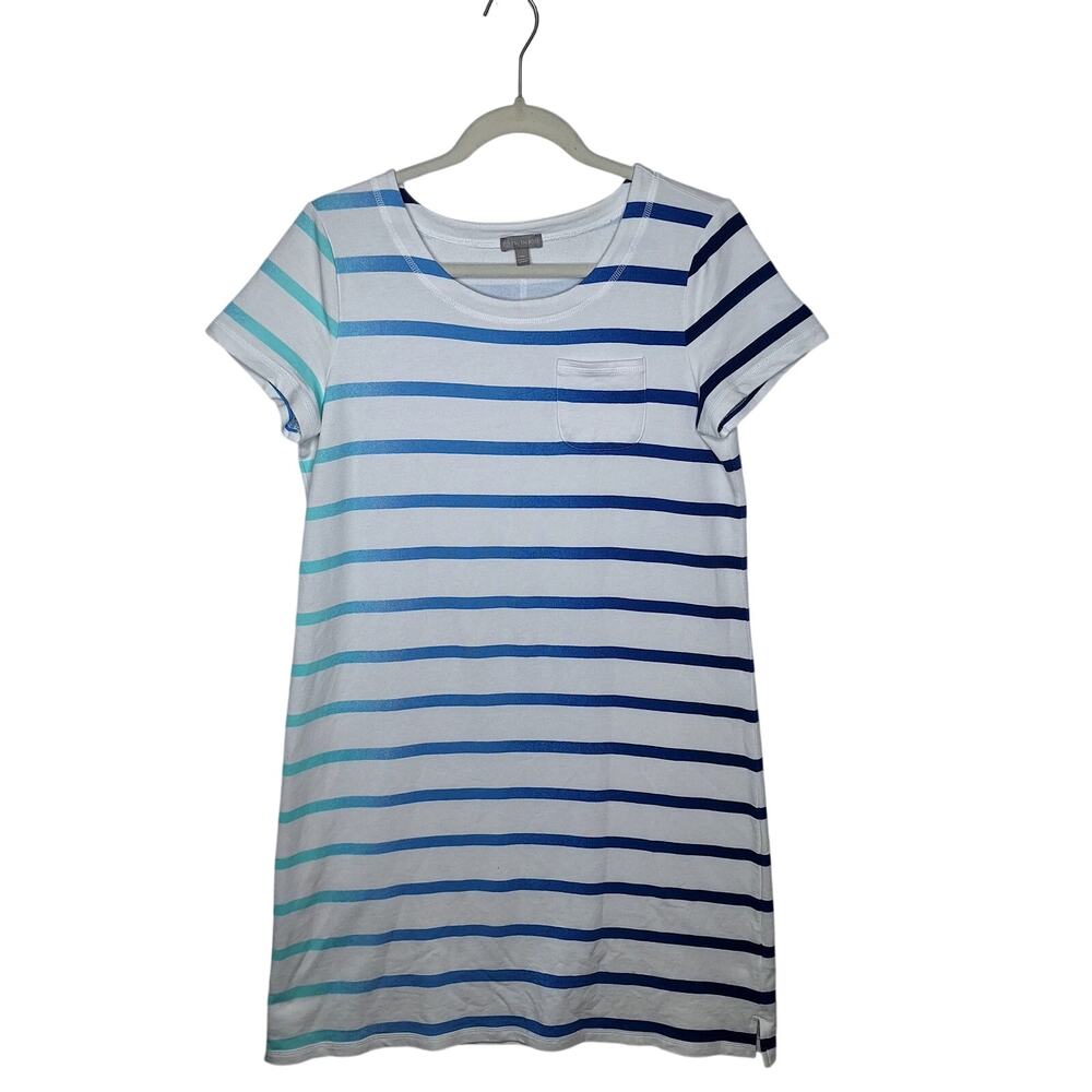 T By Talbots T-Shirt Dress M Petite MP Stripe French Terry Modal Cotton Stretch